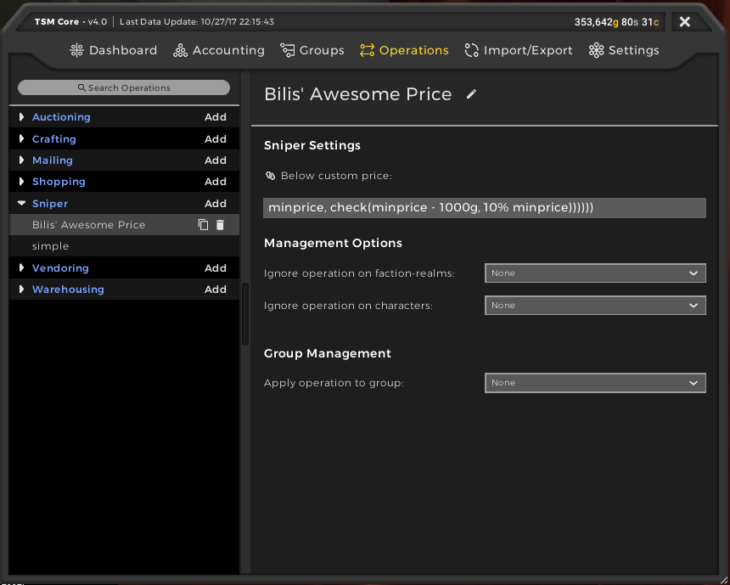 tradeskillmaster custom prices