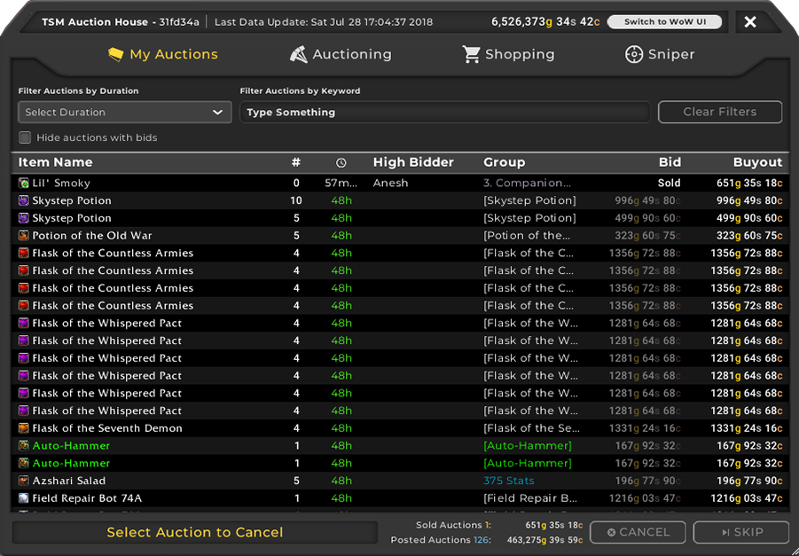 tsm auction addon lag