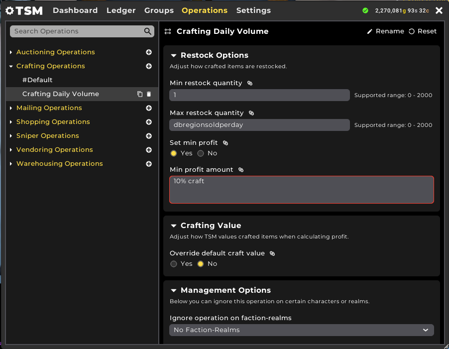 why cant i alter settings in tsm4